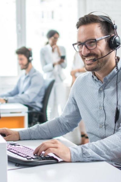 Our workers are doing their job on the computer.