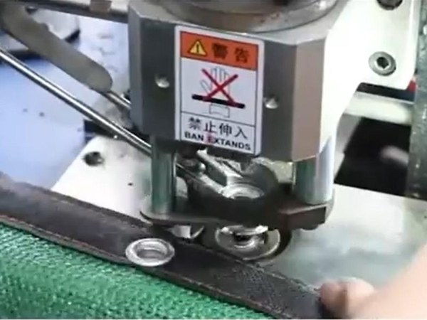 Grommet is installed on the plastic net.